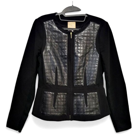 Rebecca Taylor Quilted Black Leather Panel Jacket - Picture 13 of 14